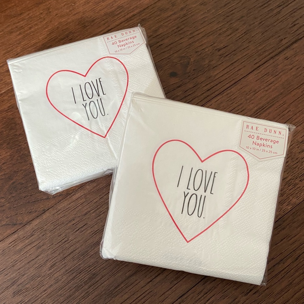 Rae Dunn (2) pack I Love You Beverage Napkins